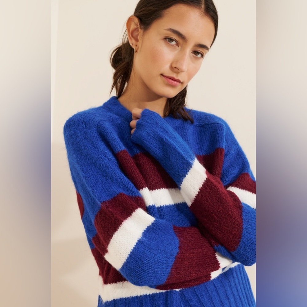 NWT- Pistola Denim ADINA SWEATER - AZURE CLARET STRIPE XS - Picture 2 of 6